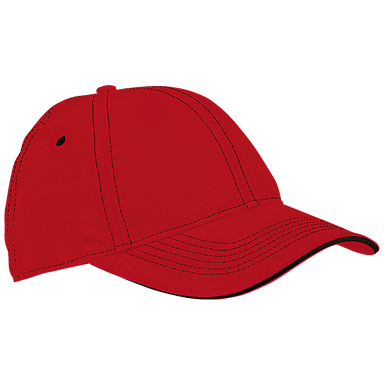 6 Panel Microfibre Stitch Cap Red/Black / STD / Last Buy - Caps