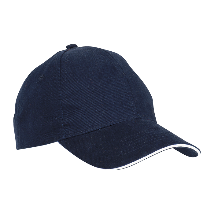 6 Panel Sandwich Peak Cap Navy/White / STD / Regular - Caps