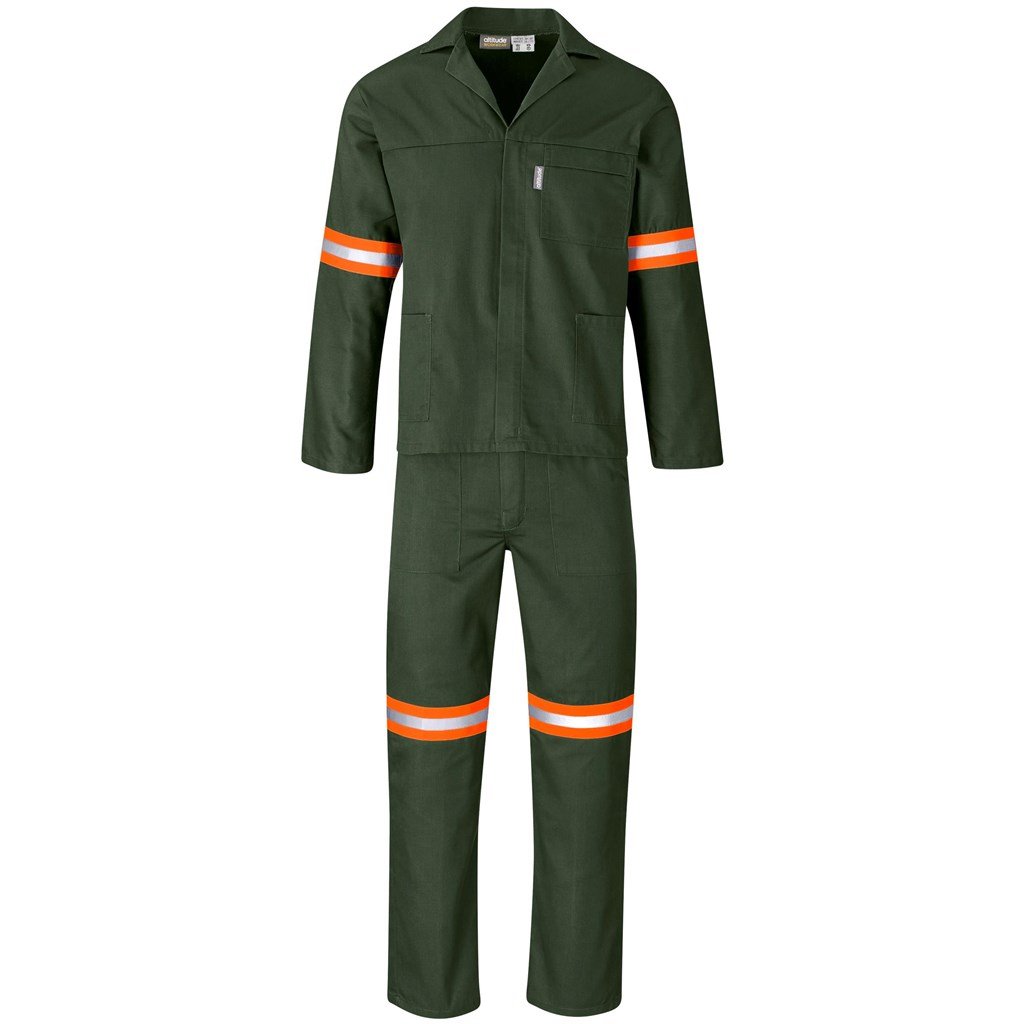 Acid Resistant Polycotton Conti Suit - Reflective Arm & Legs - Orange Tape - Work Safety Protective Gear