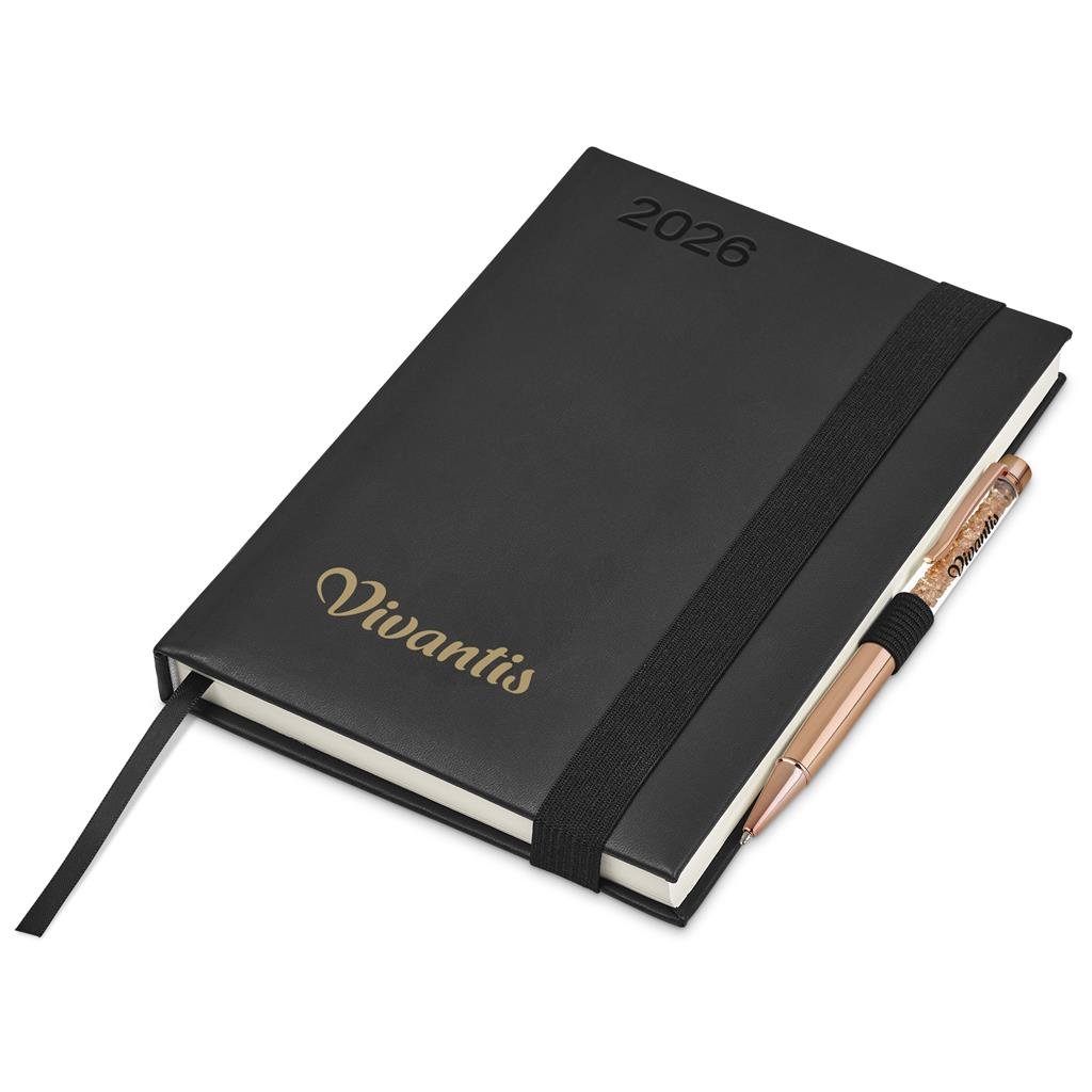 Advantage A5 2026 Diary & Hailey Pen Set BLACK - Diaries 2026,Diaries 2026,Diary Sets