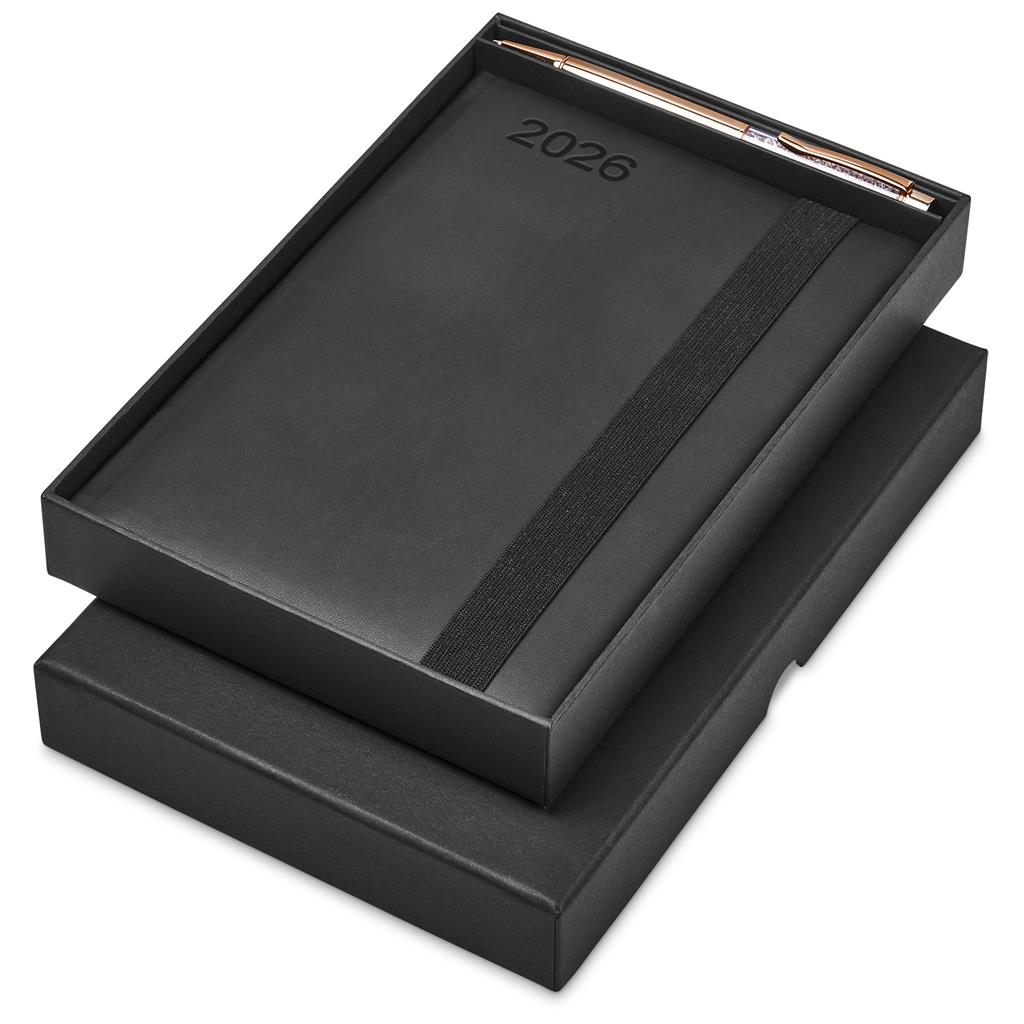 Advantage A5 2026 Diary & Hailey Pen Set BLACK - Diaries 2026,Diaries 2026,Diary Sets