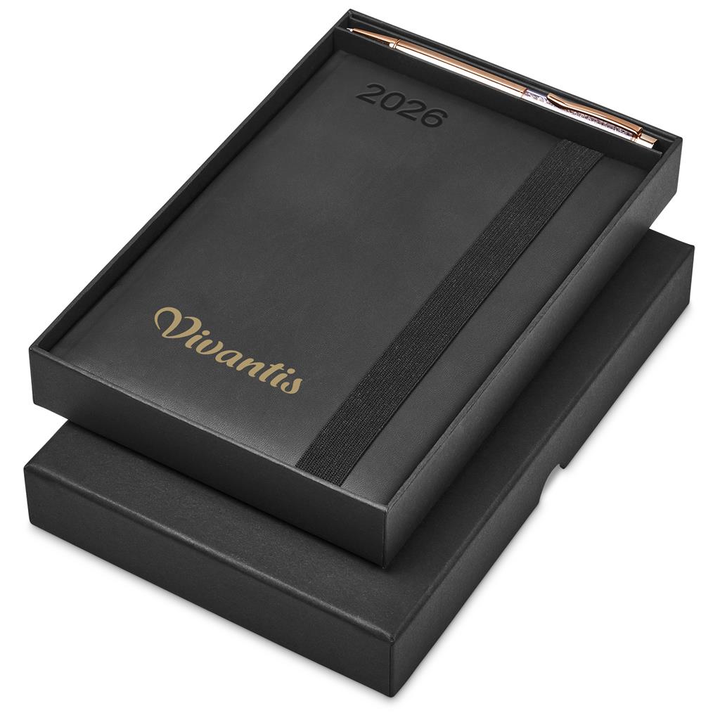 Advantage A5 2026 Diary & Hailey Pen Set BLACK - Diaries 2026,Diaries 2026,Diary Sets