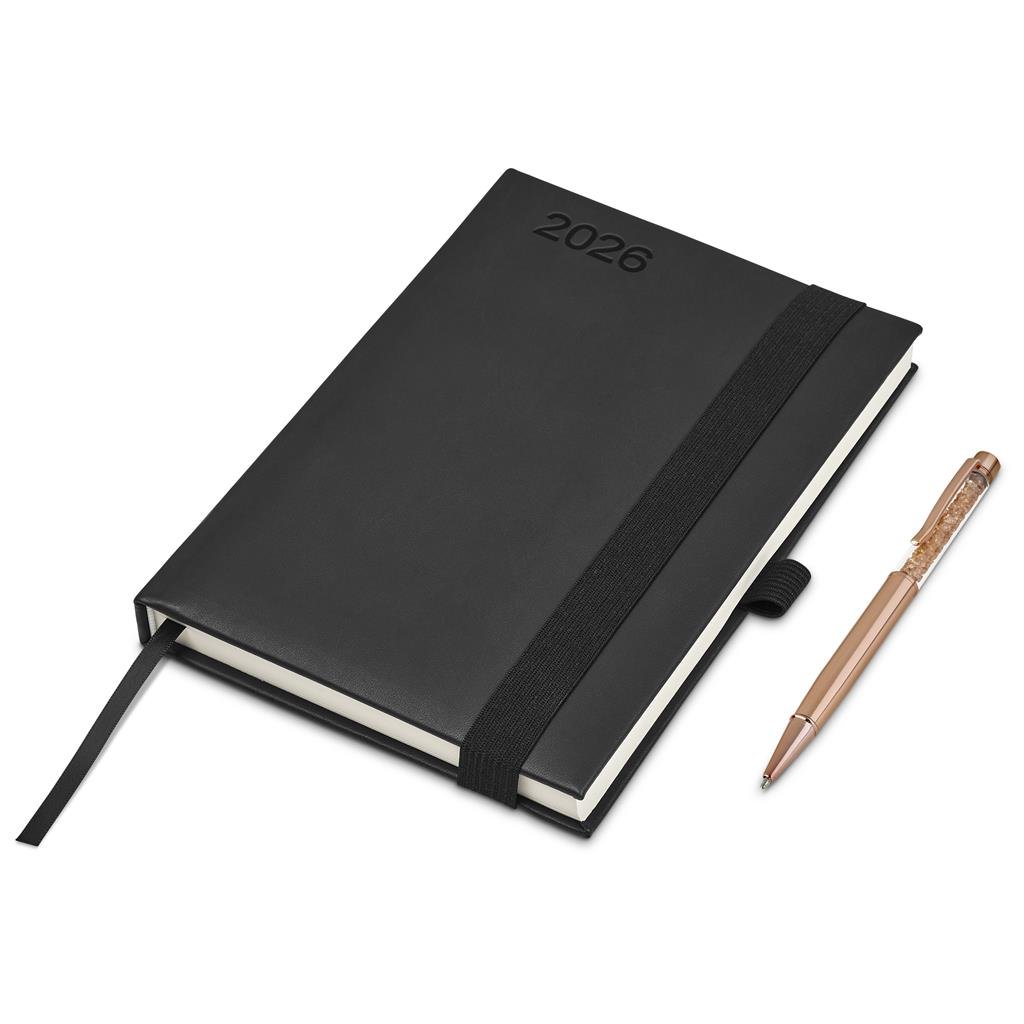 Advantage A5 2026 Diary & Hailey Pen Set BLACK - Diaries 2026,Diaries 2026,Diary Sets