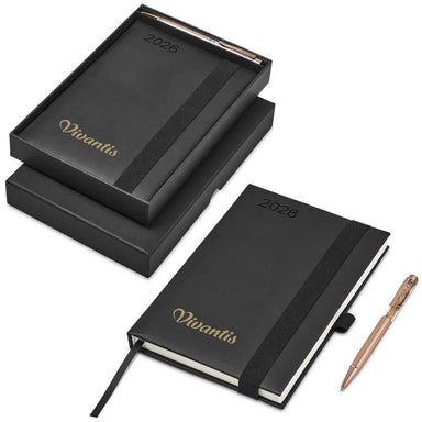 Advantage A5 2026 Diary & Hailey Pen Set BLACK - Diaries 2026,Diaries 2026,Diary Sets