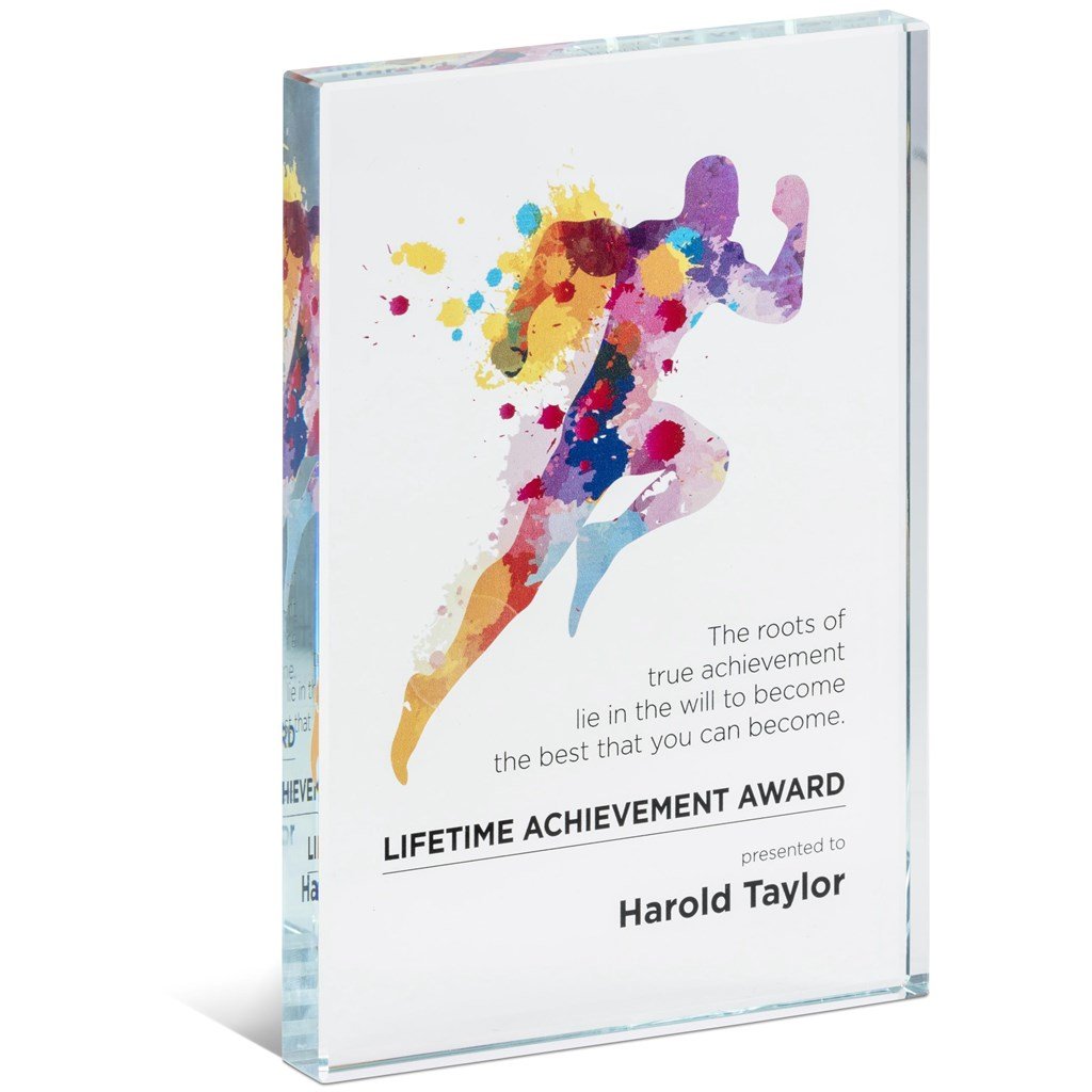 Custom Allstar Glass Award Transparent/Frosted White / T - Trophies