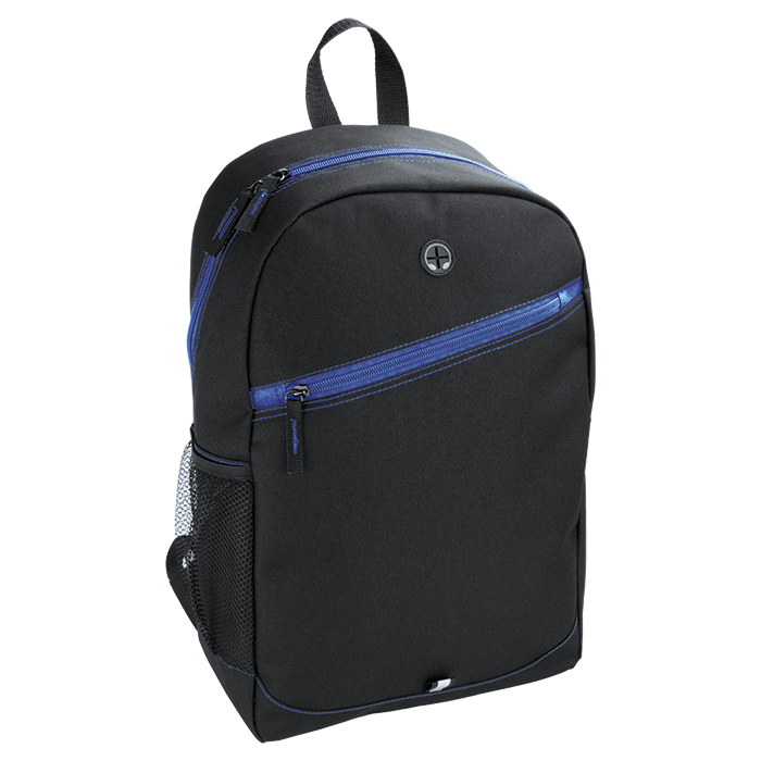 Backpack With Contrast Colour Diagonal Zip Blue / STD / Regular - Backpacks