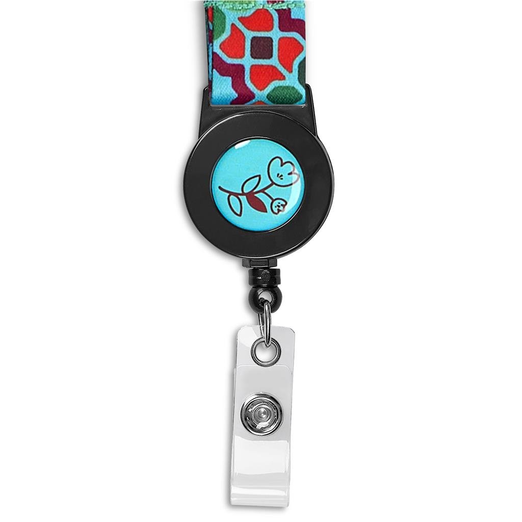 Badge Reel Double-Sided Satin Lanyard BLACK - Lanyards,Lanyards,Custom Lanyards Wrist Straps and Keyholders,Custom Keyholders
