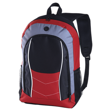 BB0163 - Arrow Design Backpack with Front Flap Red / STD / 