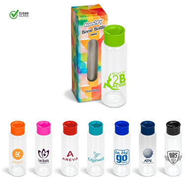 Kooshty Boost Glass Water Bottle - 700ml-Water Bottles-Black-BL