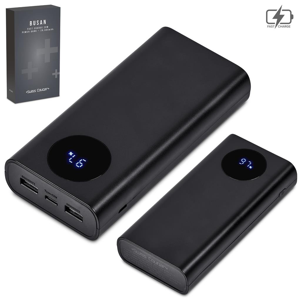 Busan Fast Charge 20W Power Bank - 20,000mAh BLACK - Banks,Ideas for Loadshedding,Technology