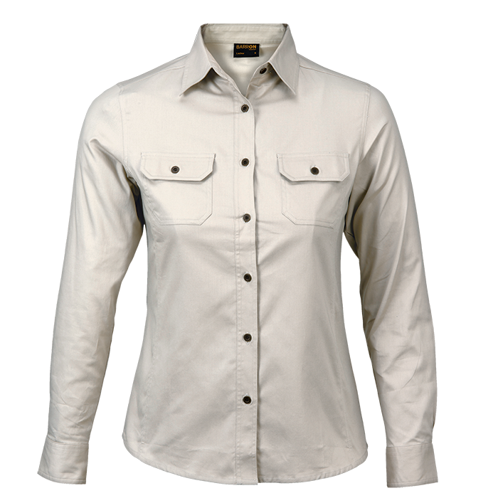 Bush Shirt Long Sleeve Ladies Stone / XL / Regular - Shirts-Outdoor