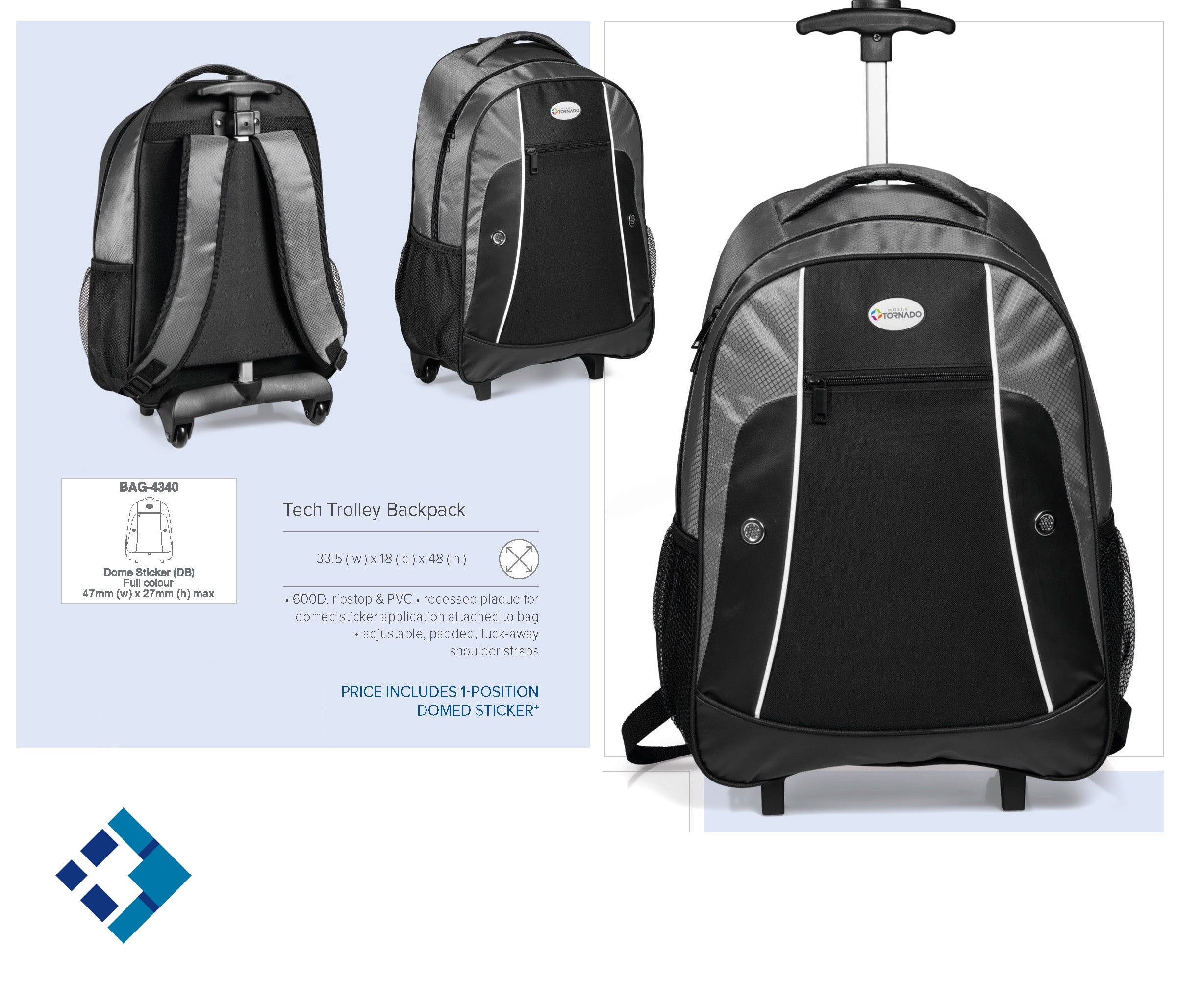 Centennial Laptop Trolley Backpack Grey / GY - Backpacks