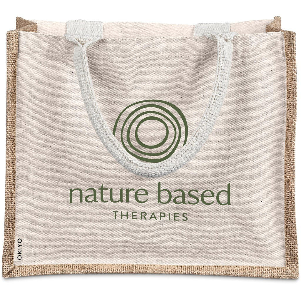 Chinsai Midi Jute & Cotton Tote NATURAL - Eco-Friendly Bags,Shoppers and Totes,Cotton Products,Jute Products,Bags,Bags