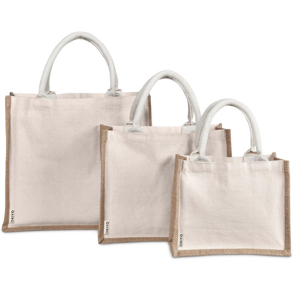 Chinsai Midi Jute & Cotton Tote NATURAL - Eco-Friendly Bags,Shoppers and Totes,Cotton Products,Jute Products,Bags,Bags