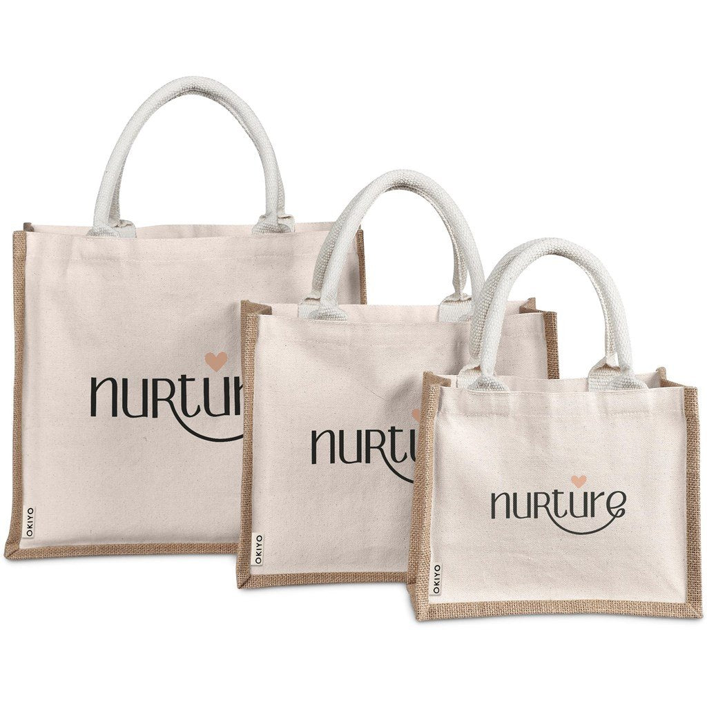 Chinsai Midi Jute & Cotton Tote NATURAL - Eco-Friendly Bags,Shoppers and Totes,Cotton Products,Jute Products,Bags,Bags