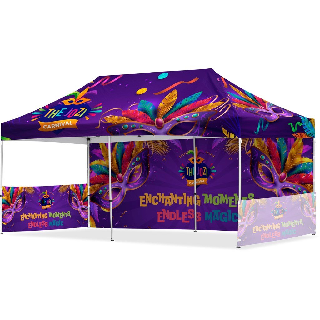 Coated Steel Sublimated Gazebo 6m x 3m - 1 Long Full-Wall Skin - 2 Short Half-Wall Skins - Gazebos
