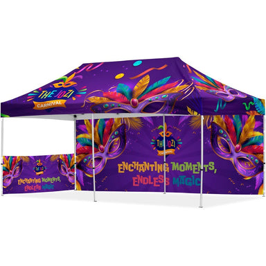 Coated Steel Sublimated Gazebo 6m x 3m - 1 Short Half-Wall Skin - Long Full Wall - Gazebos