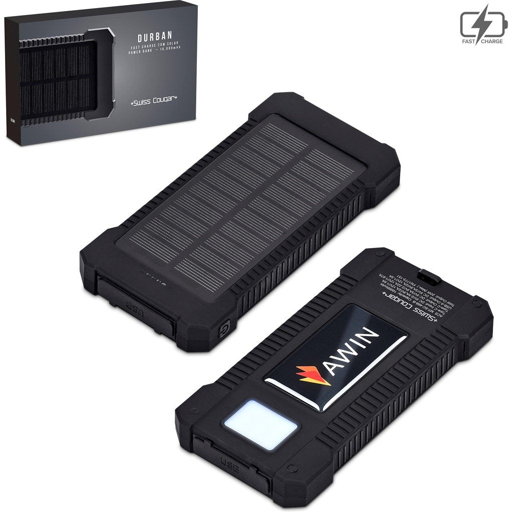 Durban Fast Charge 20W Solar Power Bank -10000mAh BLACK - Banks,Ideas for Loadshedding,Technology