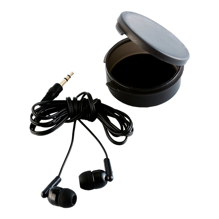 Earphones in Round Case Black / STD / Regular - Technology
