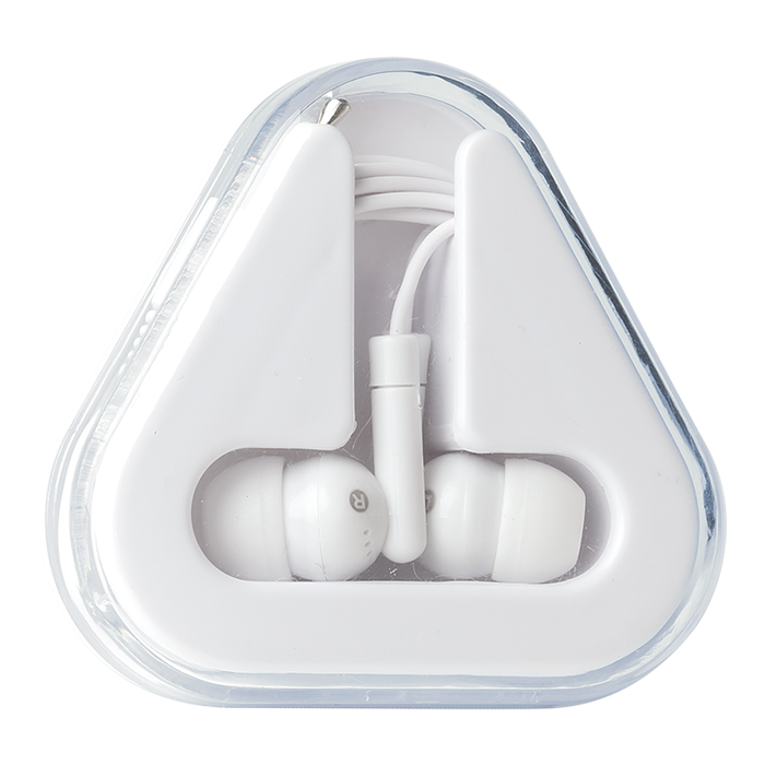Earphones in Triangular Protective Case White / STD / Last Buy - Technology