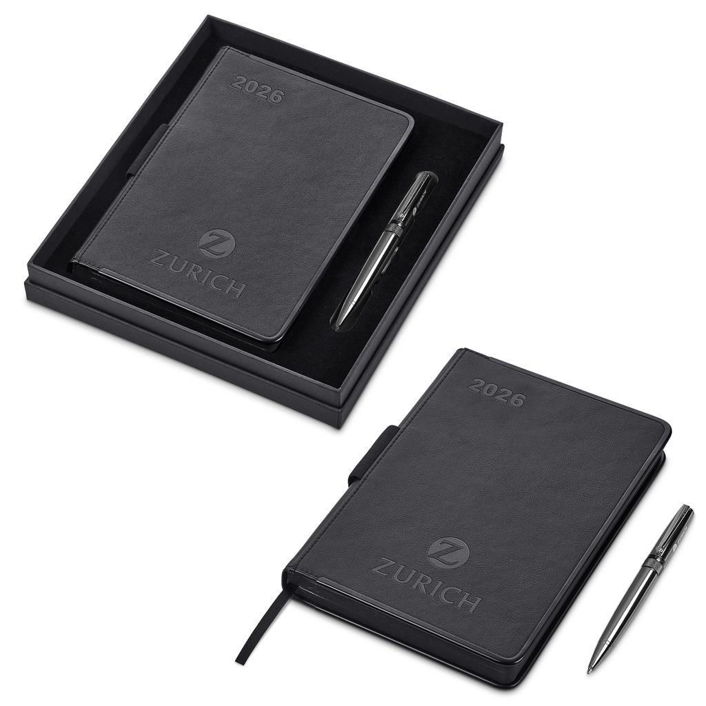 Egality A5 2026 Diary & Pen Set BLACK - Diaries 2026,Diaries 2026,Diary Sets