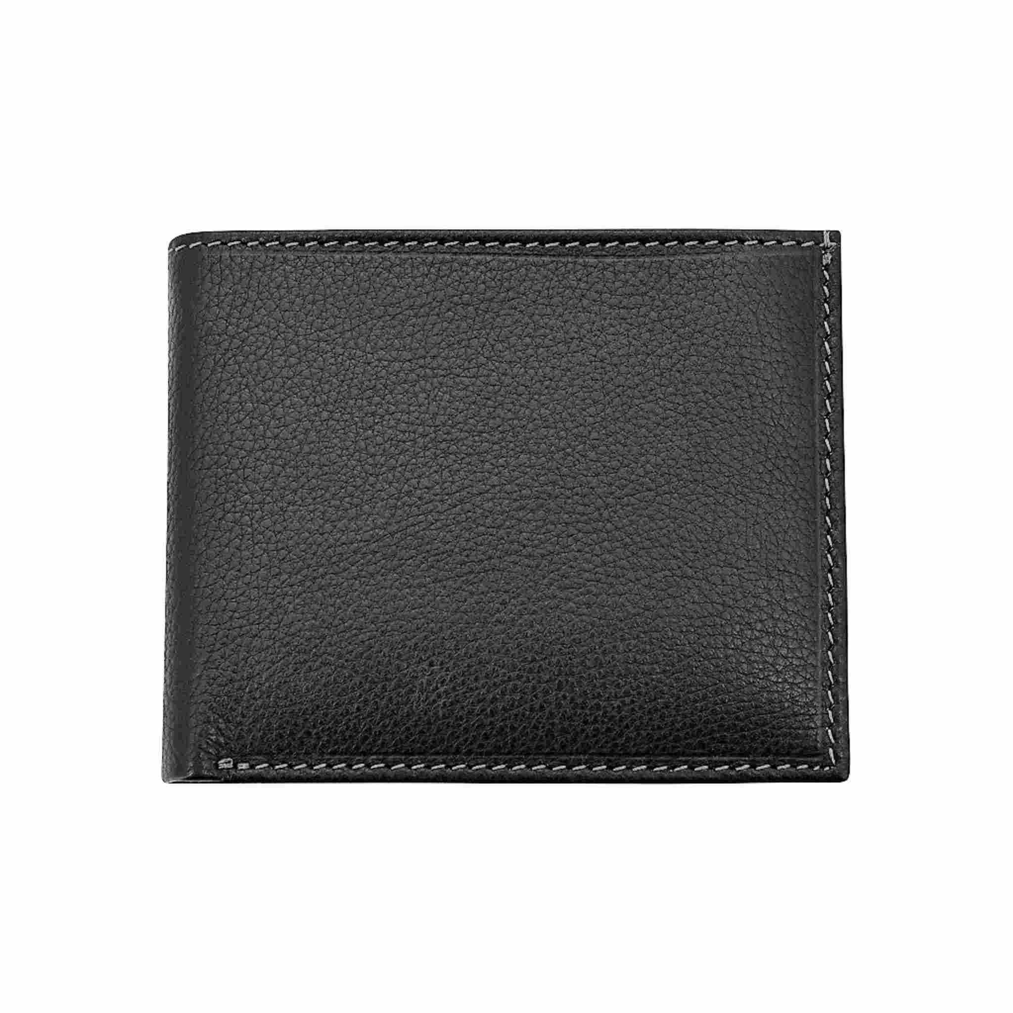 Black closed leather wallet with edge stitching