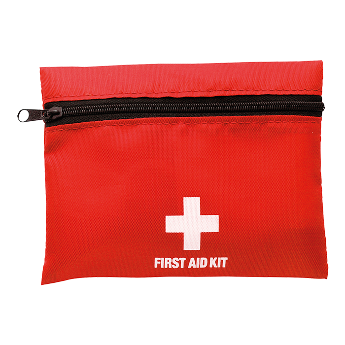 First Aid Kit in Zippered Pouch with Belt Clip Red / STD / Regular - Automotive