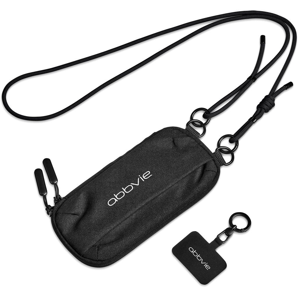 Glam Recycled PET Crossbody Bag & Phone Strap BLACK - and Waist Bags,Lanyards,Lanyards