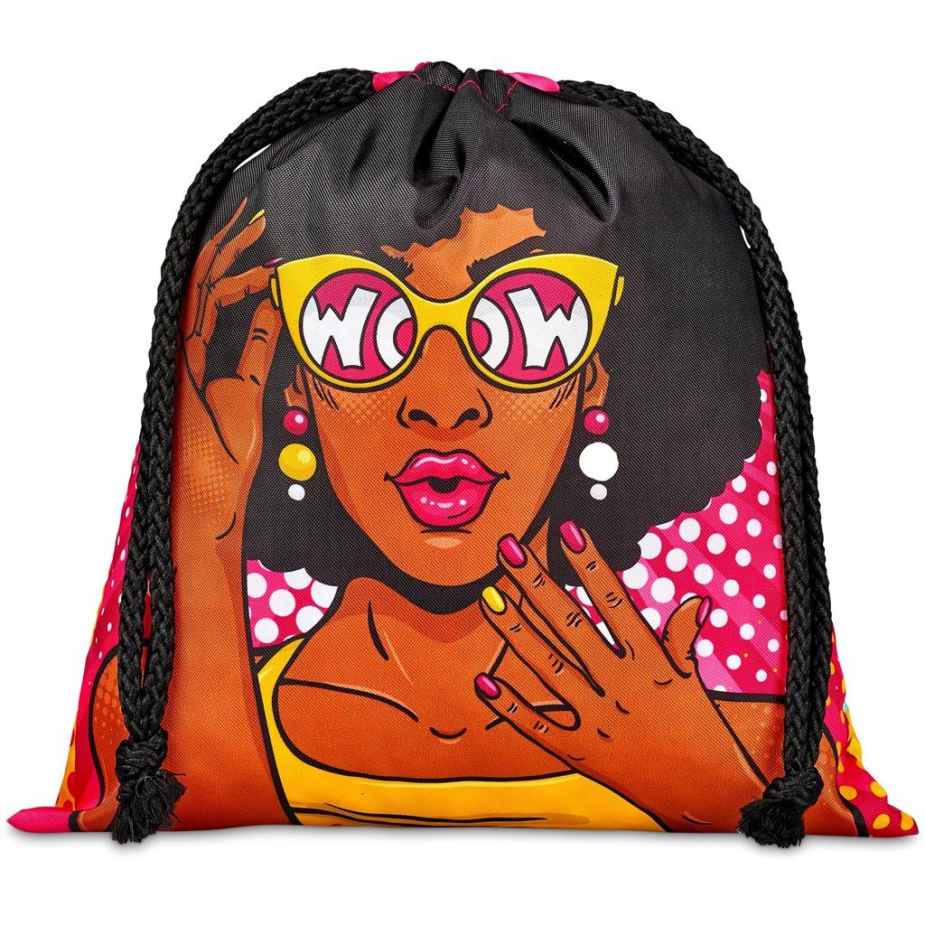 Custom Indian Midi Polyester Drawstring Pouch BLACK - Bags and Backpacks,Custom Backpacks