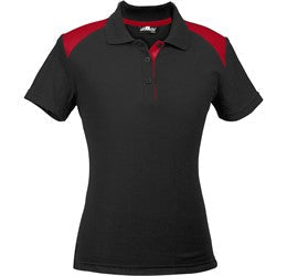 Ladies Apex Golf Shirt-Shirts & Tops-L-Black With Red-BLR