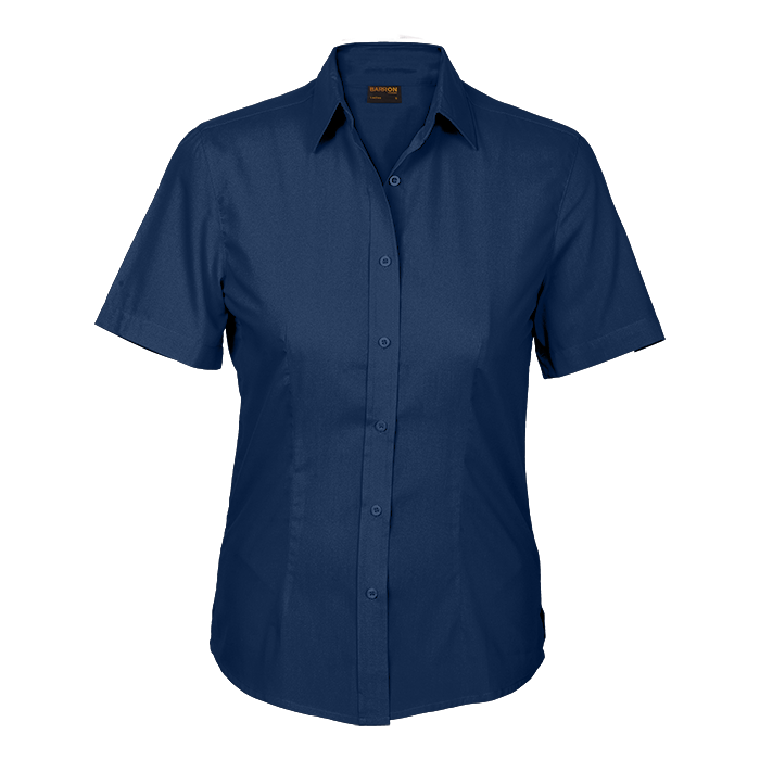 Ladies Basic Poly Cotton Blouse Short Sleeve Navy / SML / Regular - Shirts-Corporate
