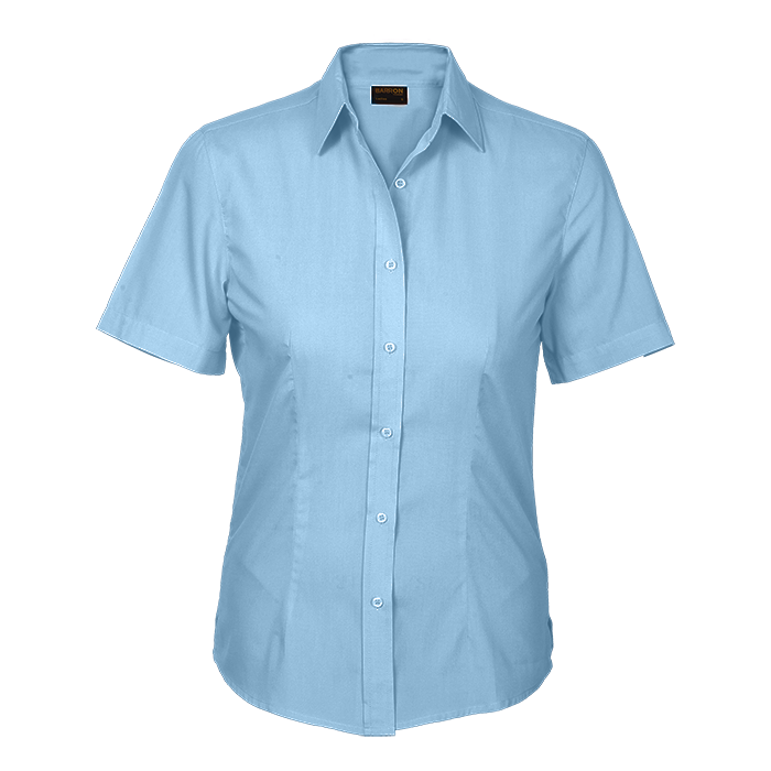Ladies Basic Poly Cotton Blouse Short Sleeve Sky Blue / SML / Regular - Shirts-Corporate