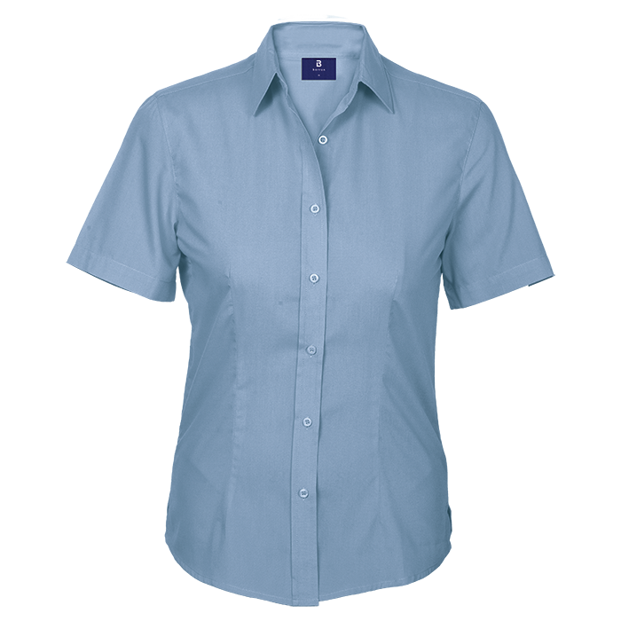 Ladies Basic Poly Cotton Blouse Short Sleeve Pale Blue / SML / Regular - Shirts-Corporate
