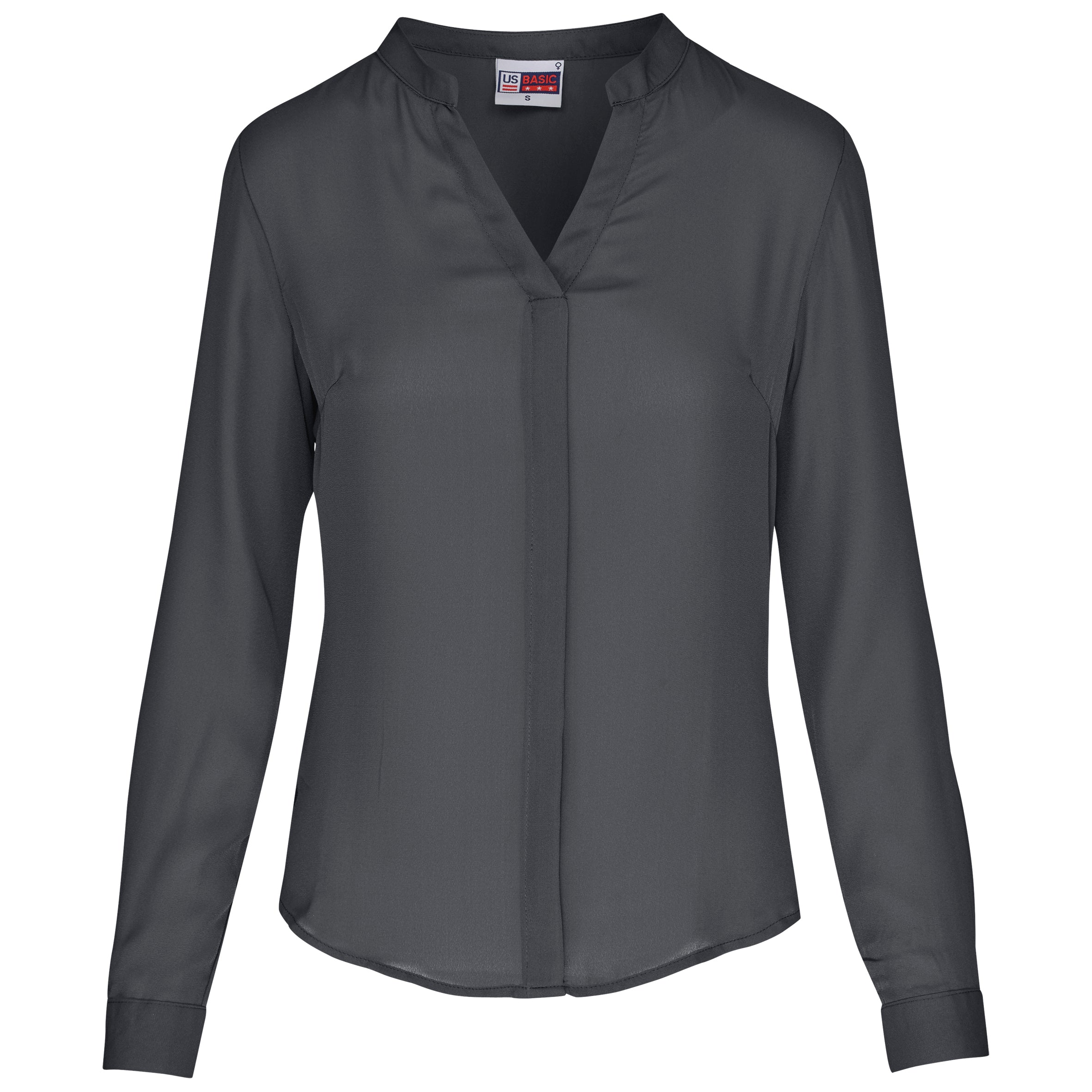 Ladies Long Sleeve Ava Blouse L / Charcoal / C