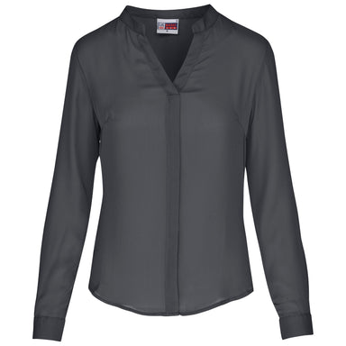Ladies Long Sleeve Ava Blouse L / Charcoal / C