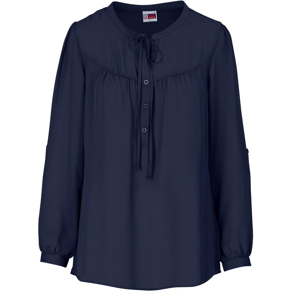 Ladies Long Sleeve Candice Blouse S / NAVY - Lounge Shirts