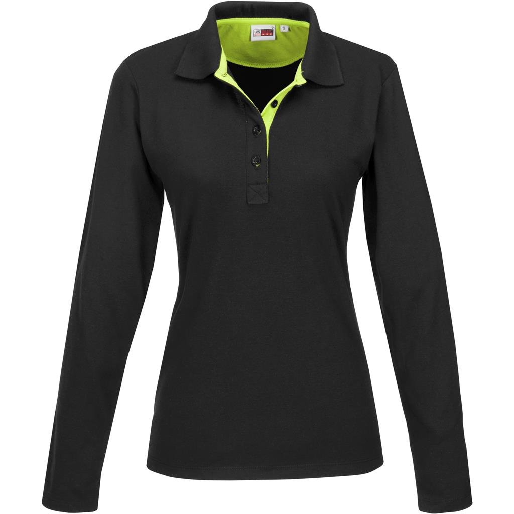 Ladies Long Sleeve Solo Golf Shirt - Orange
