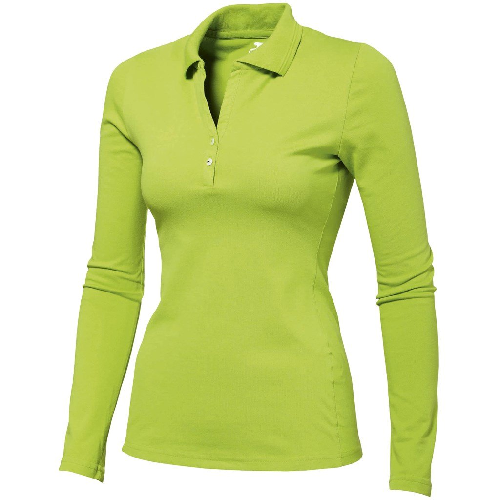 Ladies Long Sleeve Zenith Golf Shirt - Aqua M / Lime / L