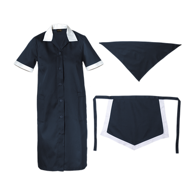 Ladies Poly Cotton 3 Piece Set  Navy/White / XS / 
