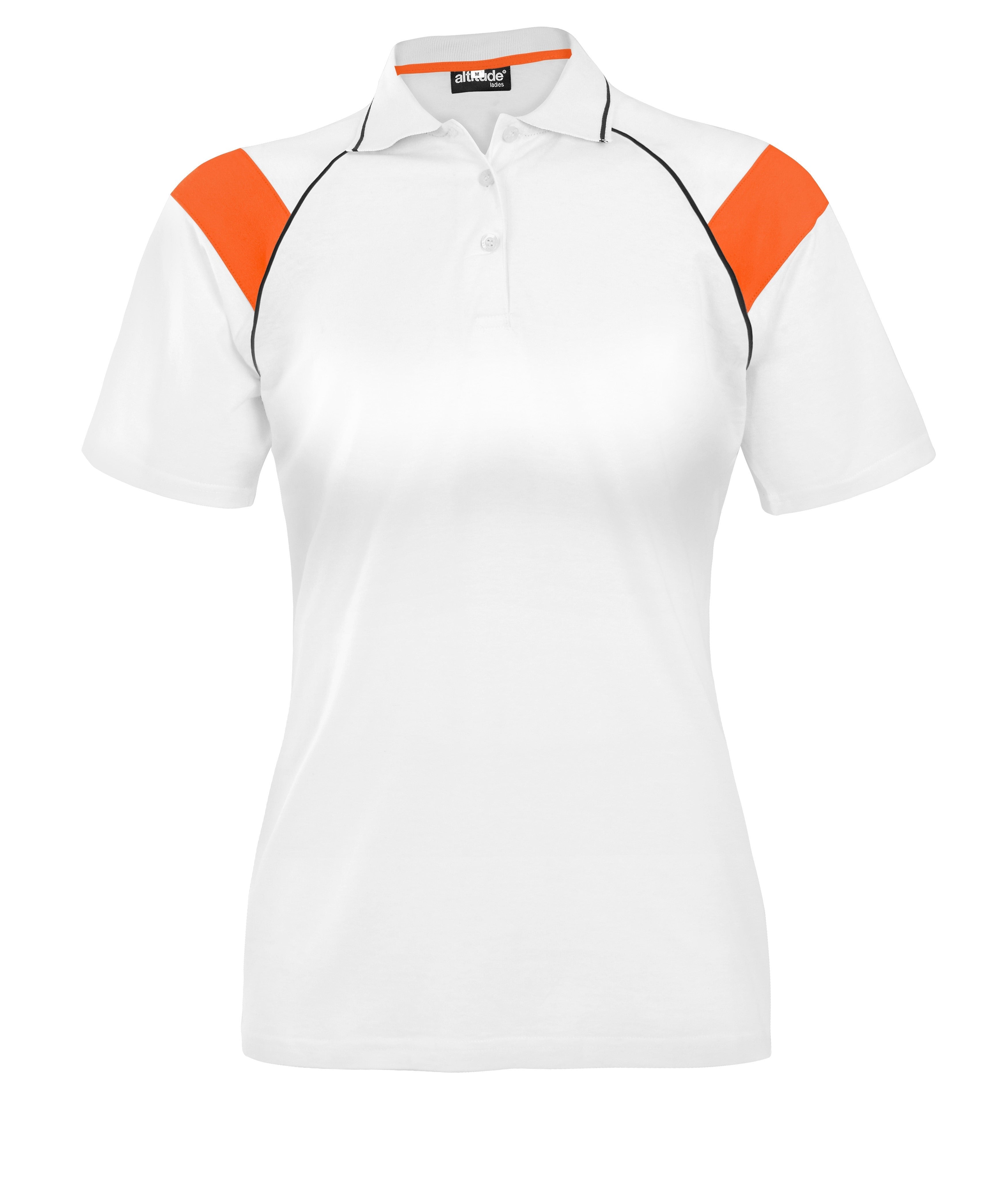 Ladies Score Golf Shirt - White Red Only-