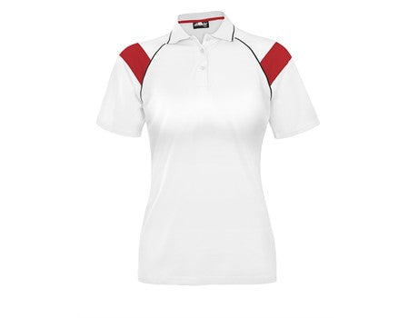 Ladies Score Golf Shirt - White Red Only-