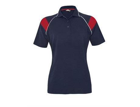 Ladies Score Golf Shirt - White Red Only-