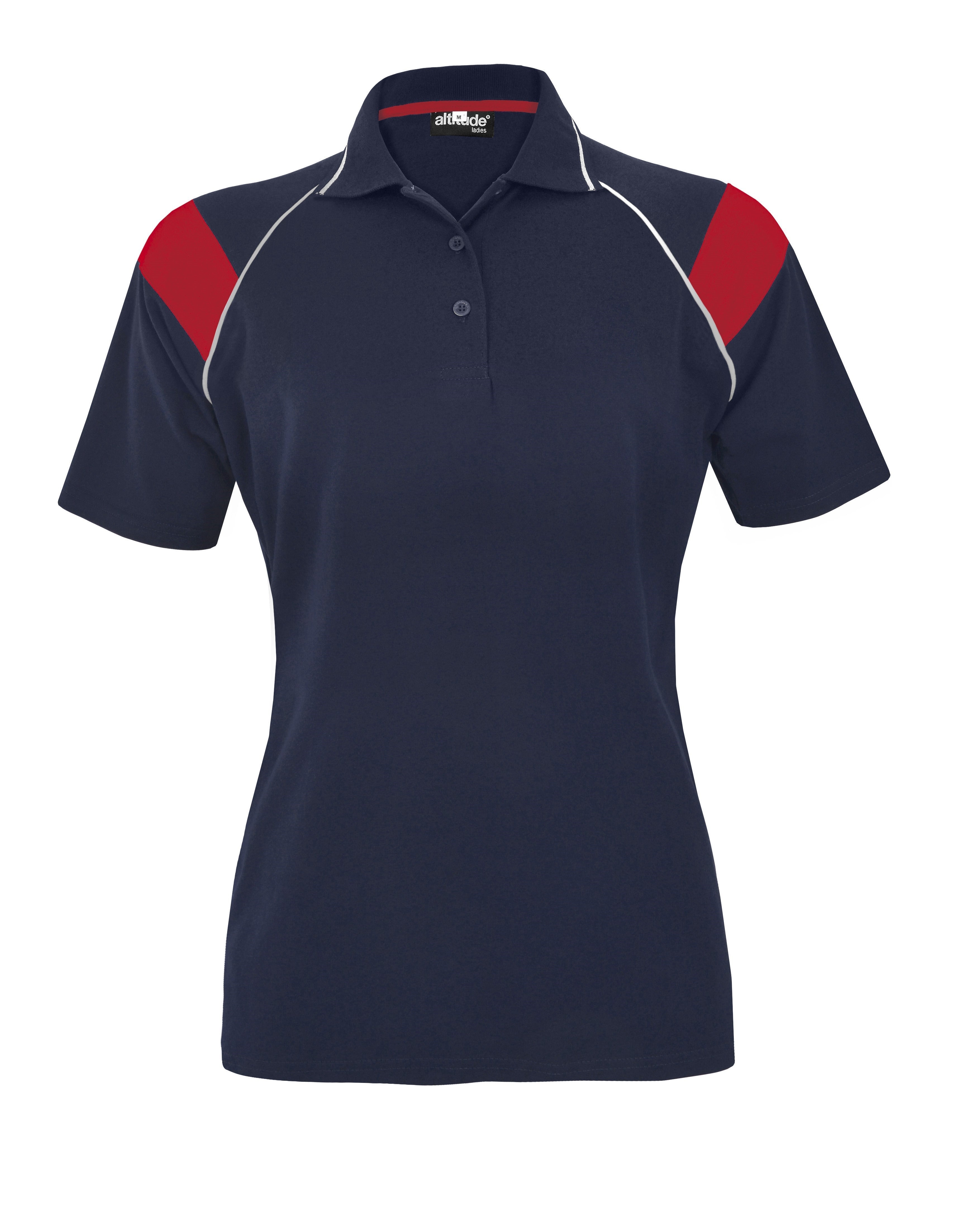 Ladies Score Golf Shirt - White Red Only-