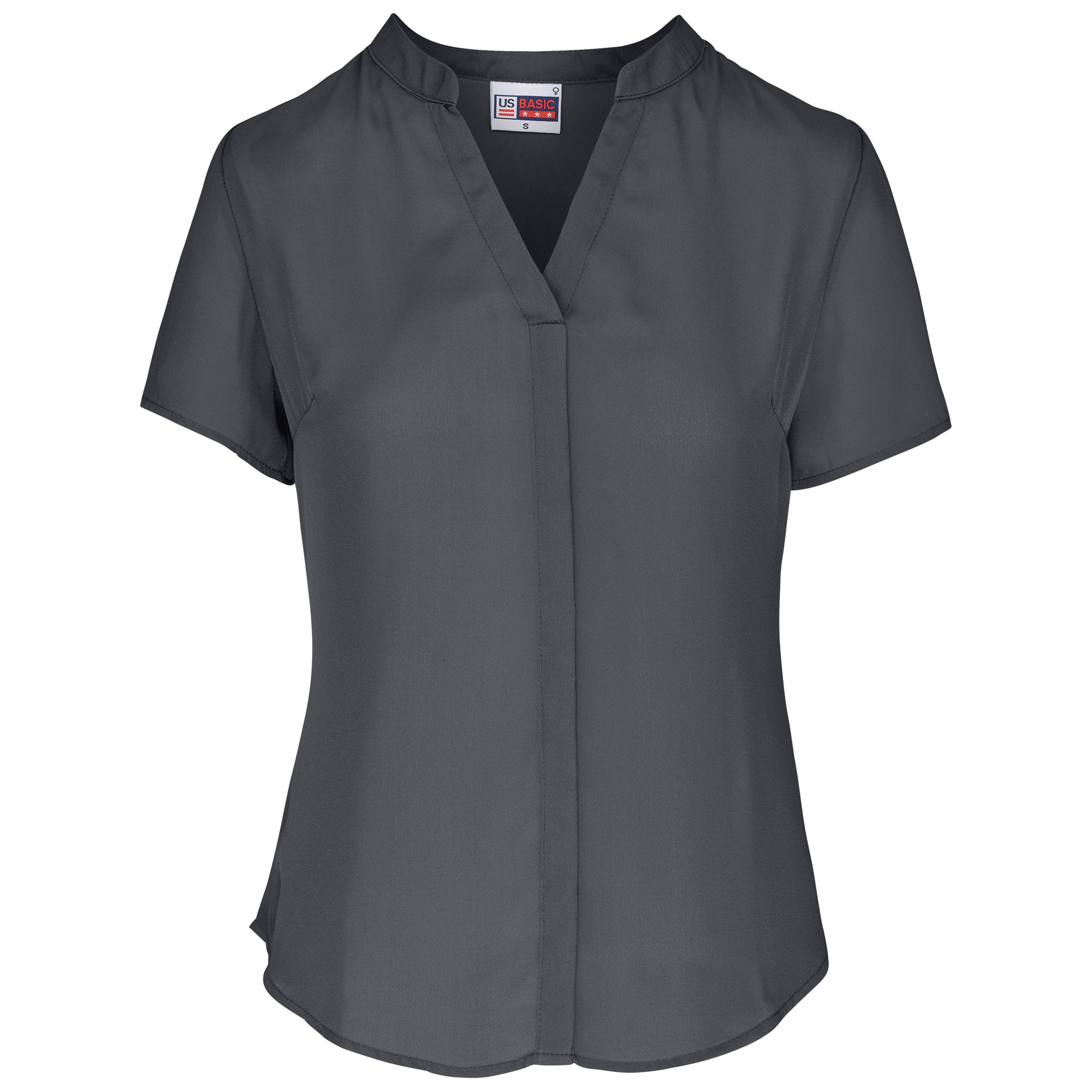 Ladies Short Sleeve Ava Blouse L / Charcoal / C