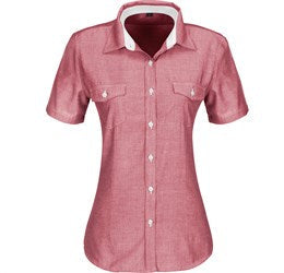 Ladies Short Sleeve Windsor Shirt - Red Only-