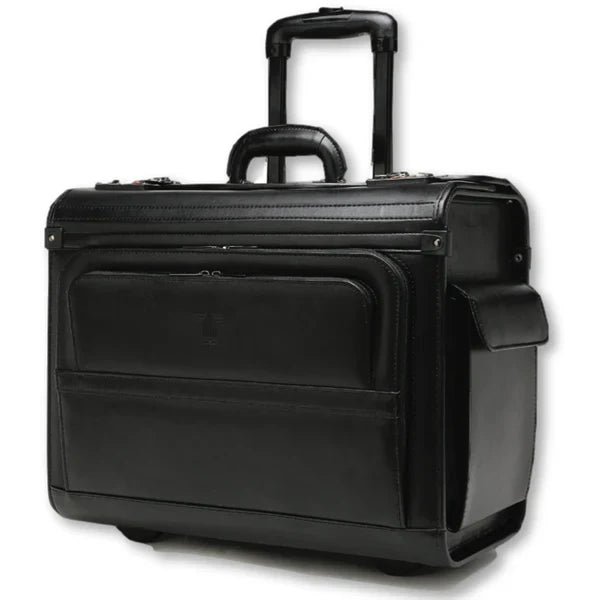 Leather Laptop Pilot Case with Wheels 2 Straight - Bags