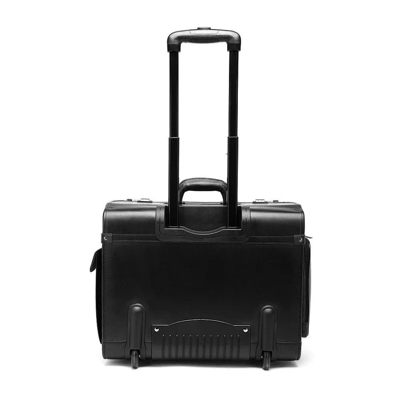 Leather Laptop Pilot Case with Wheels - Bags