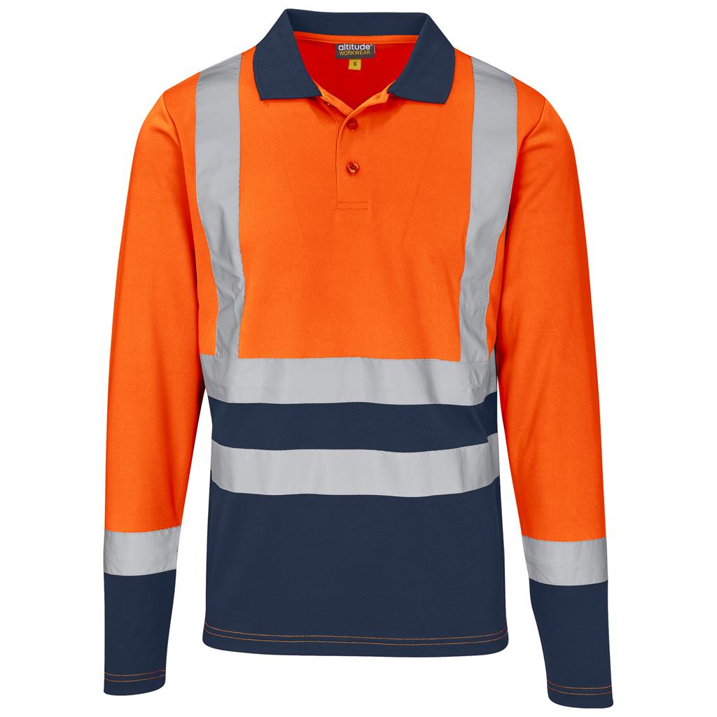 Long Sleeve Surveyor Two-Tone Hi-Viz Golf Shirt S / ORANGE - Shirts