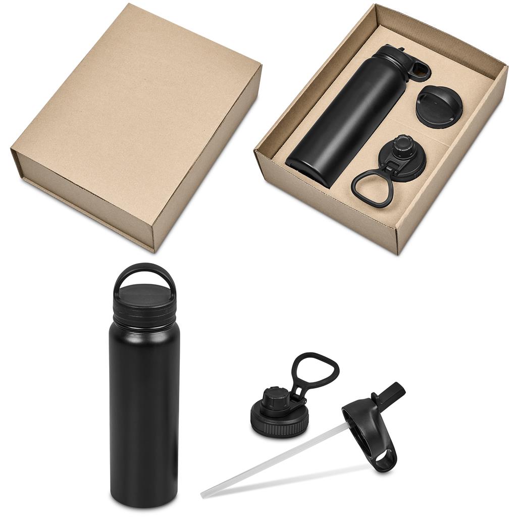 Madeira Exchangeable Lids Bottle Gift Set BLACK - Sets,Drinkware Sets