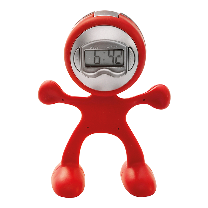 Man Shaped Alarm Clock with Memo Holder Red / STD / Last Buy - Office Accessories